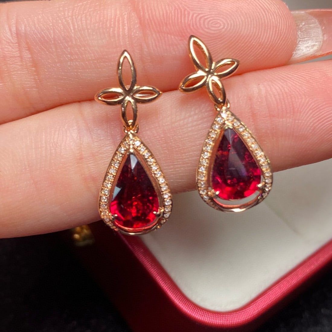 14k Gold 2.69 Ctw Natural Tourmaline & Diamond Earrings - 2