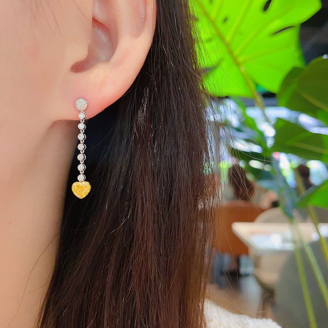 14k Gold 0.77 Ctw Natural Yellow Diamond & Diamond Earrings - 3