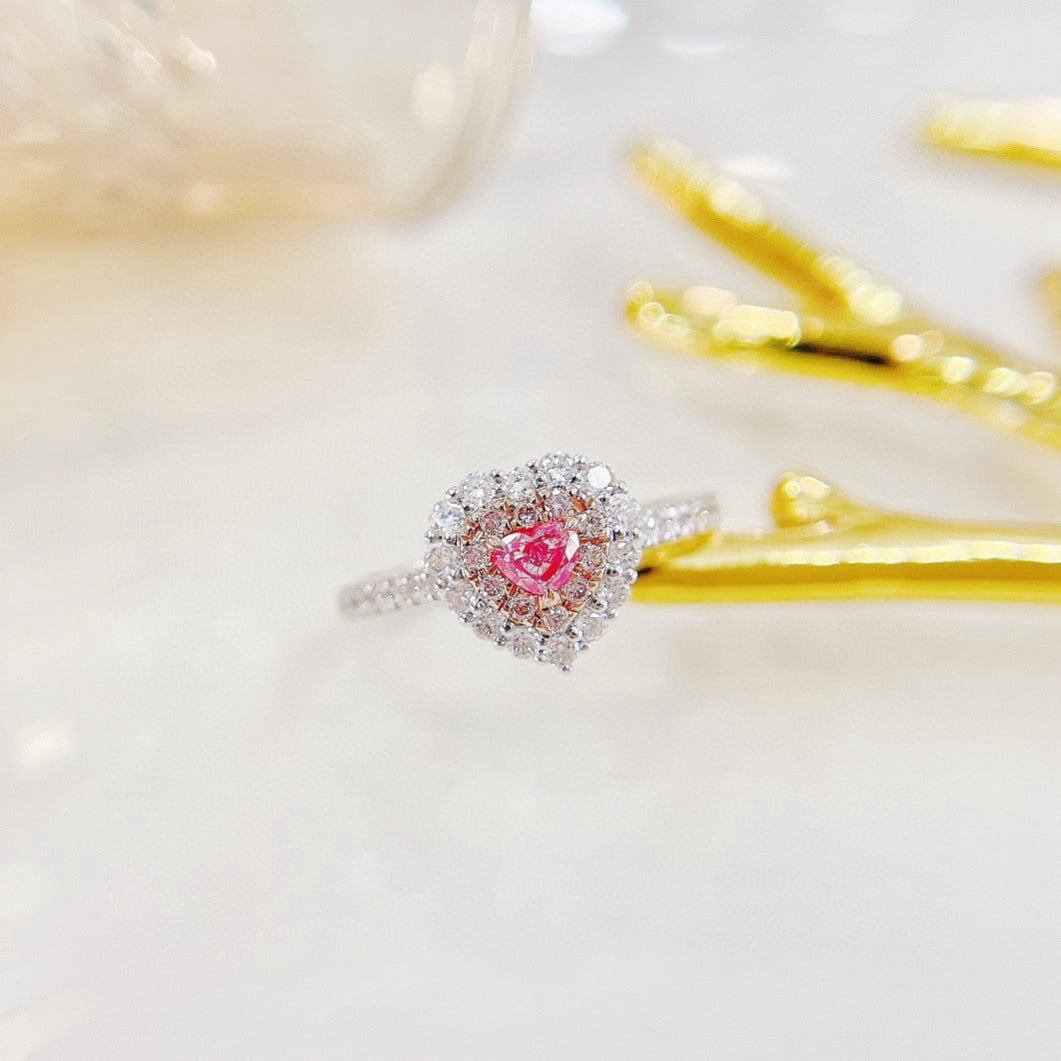 14k Gold 0.44 Ctw Natural Pink Diamond & Diamond Ring - 2