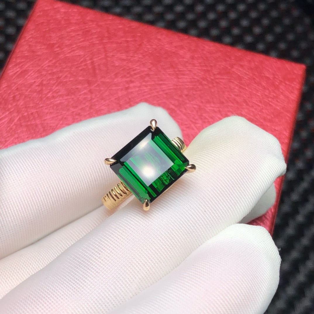 14k Gold 7.45 Ct Natural Tourmaline & Diamond Ring - 3