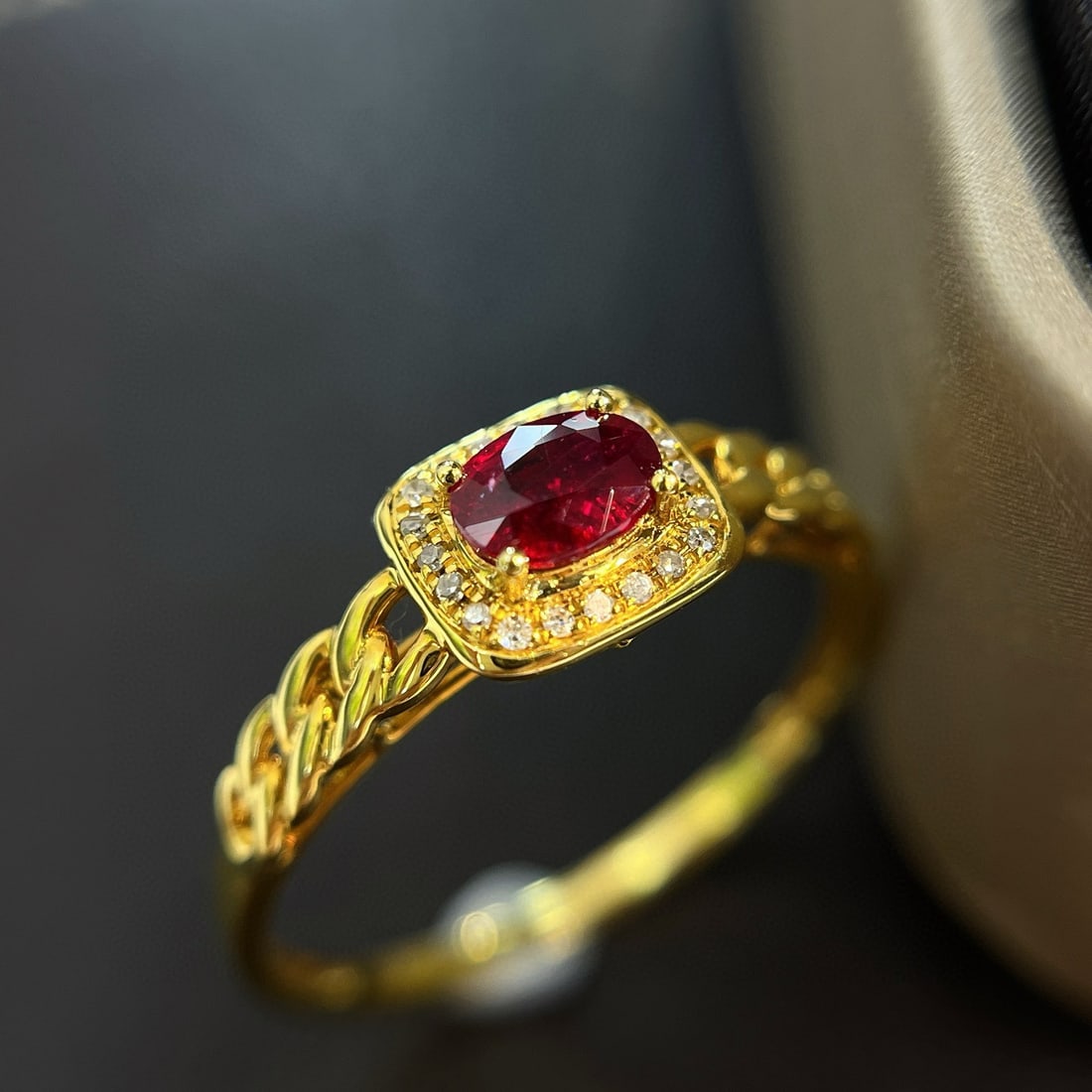 14k Gold 0.45 Ct Vivid Red Natural Ruby & Diamond Ring - 3