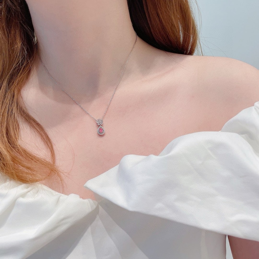 14k Gold 0.45 Ctw Natural Pink Diamond & Diamond Necklace - 2