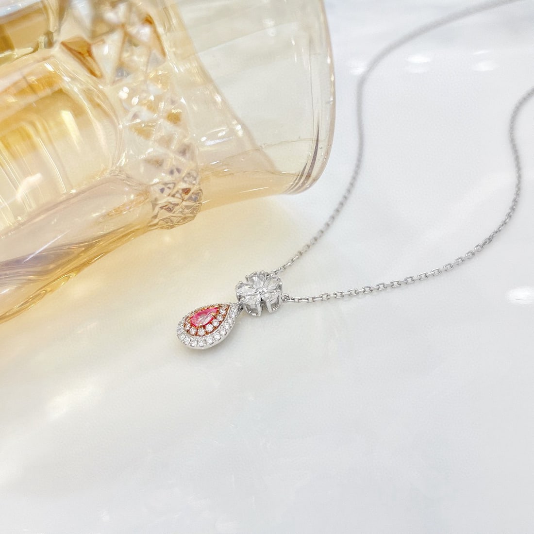 14k Gold 0.45 Ctw Natural Pink Diamond & Diamond Necklace - 4