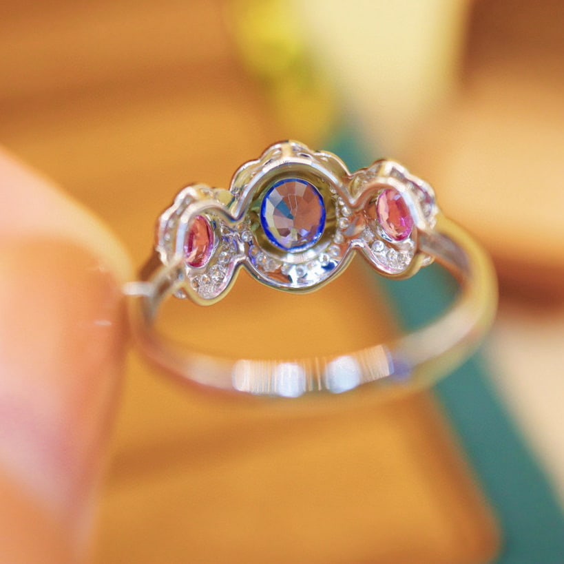 14k Gold 1.41 Ctw Natural Sapphire & Diamond Ring - 5