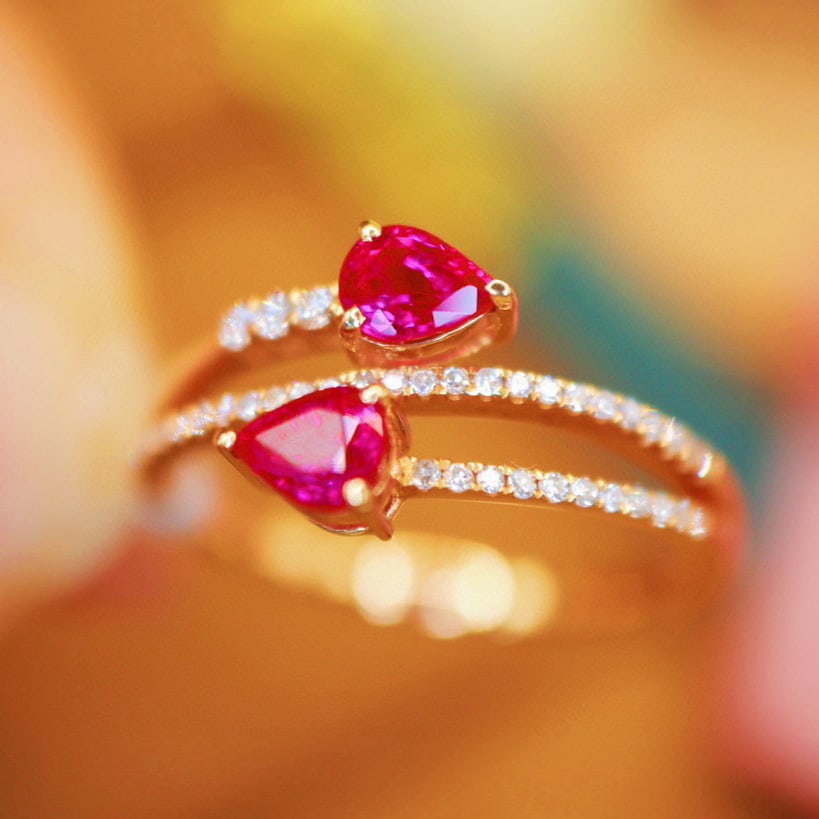 14k Gold 0.80 Ctw Natural Ruby & Diamond Ring - 3