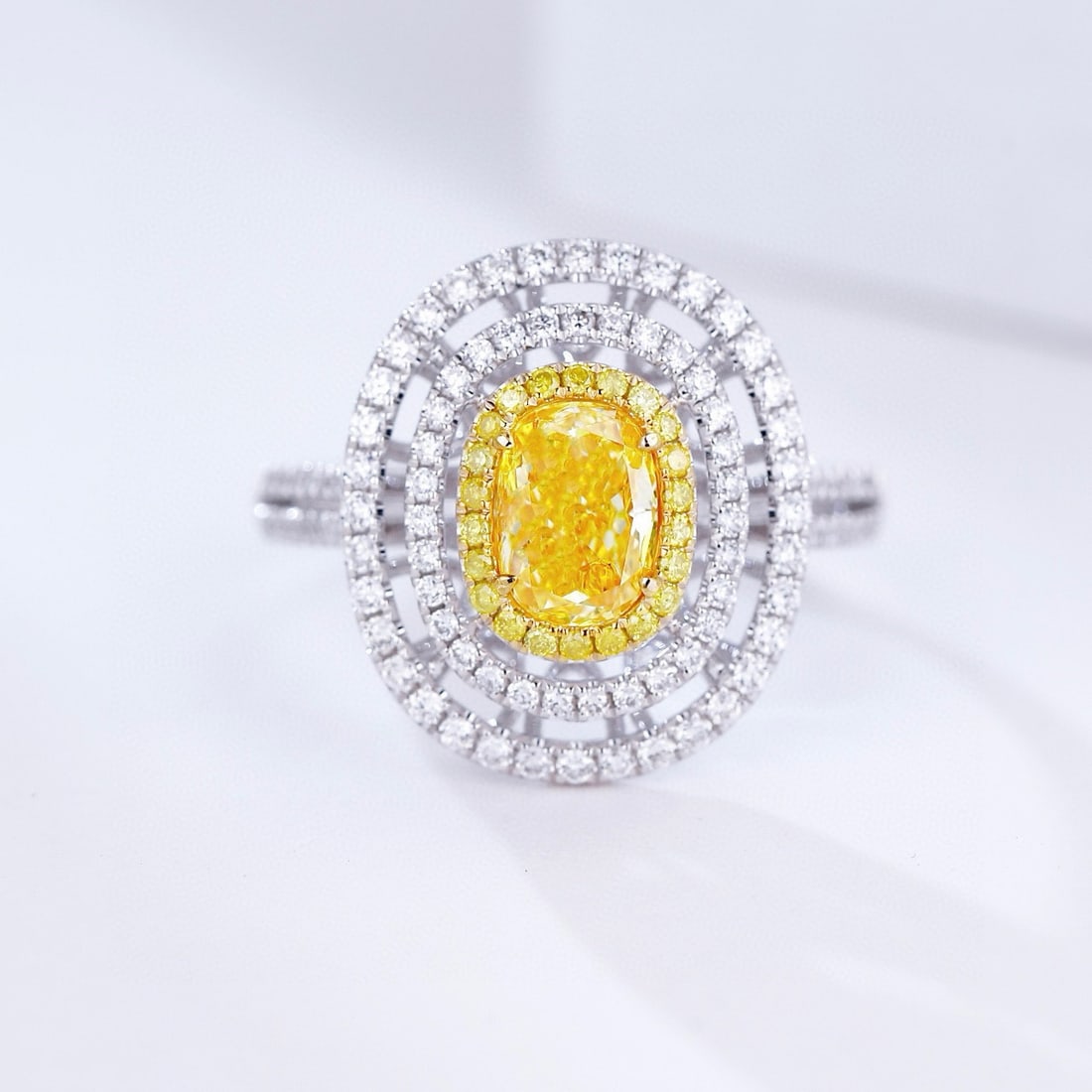14k Gold 1.26 Ctw Natural Yellow Diamond & Diamond Ring (1 of 7)