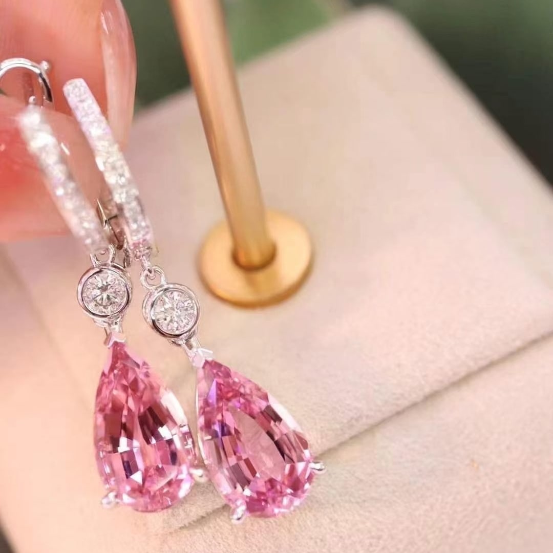 14k Gold 5.57 Ctw Natural Tourmaline & Diamond Earrings - 5