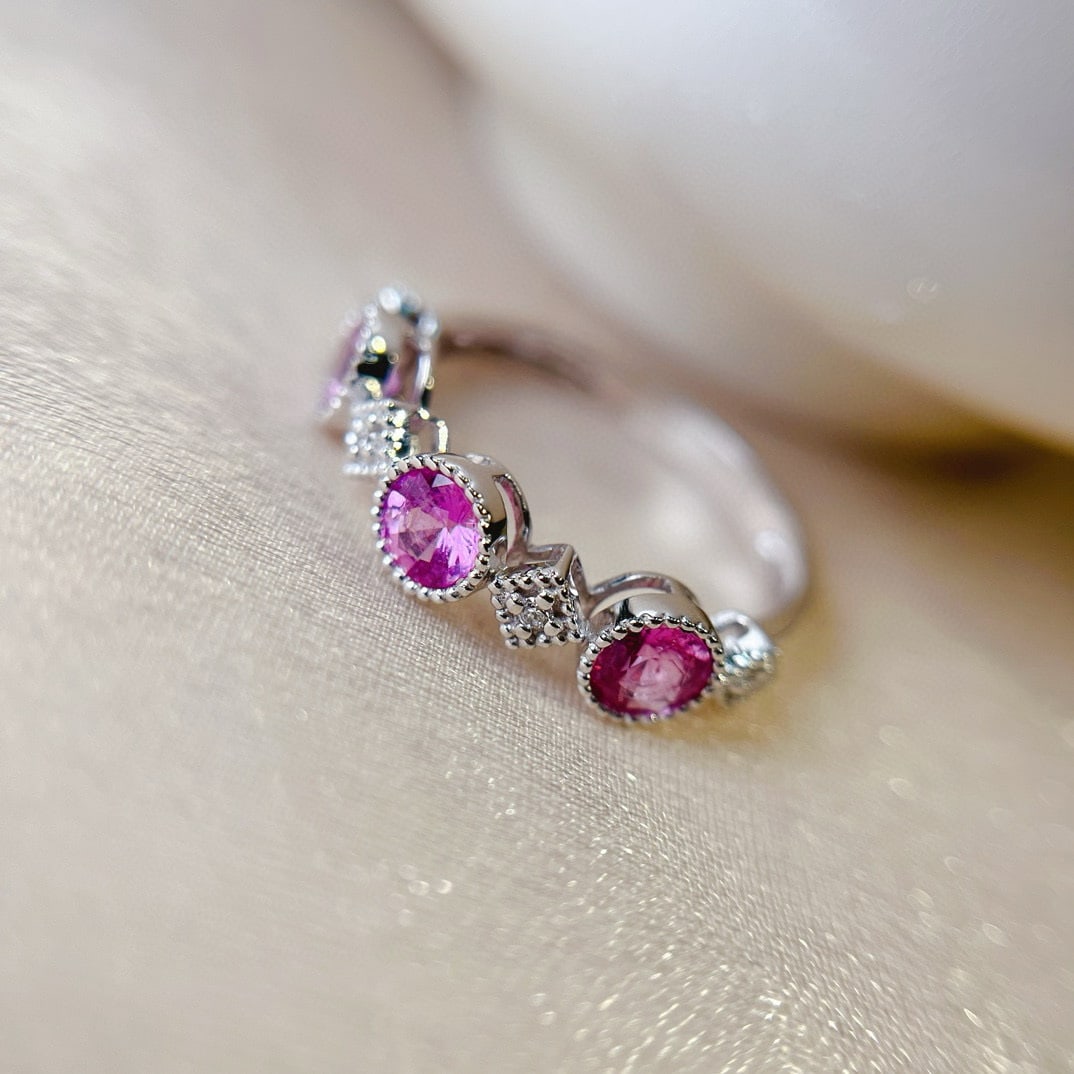 14k Gold 1.10 Ct Natural Padparadscha Sapphire & Diamond Ring - 2