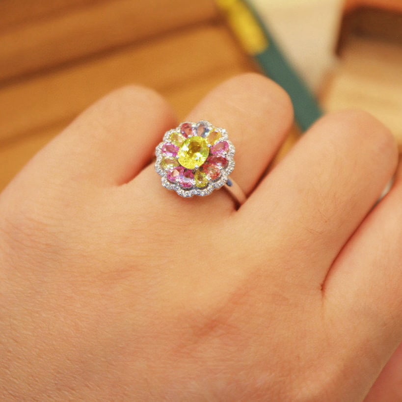 14k Gold 2.67 Ctw Natural Sapphire & Diamond Ring - 6