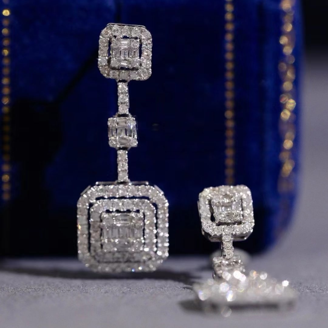 14k Gold 1.08 Ct Natural H Diamond Earrings - 4