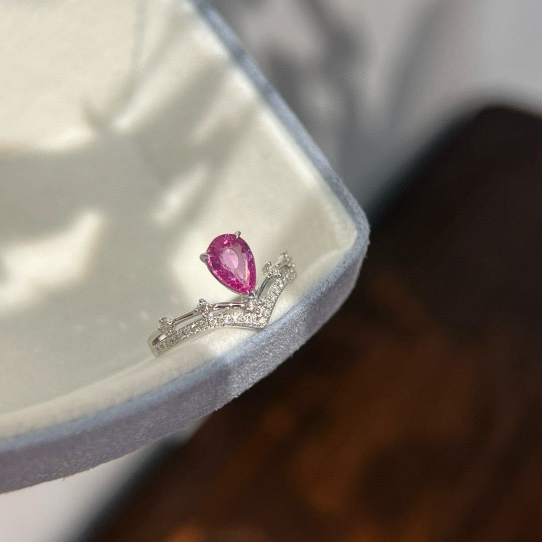 14k Gold 1.16 Ctw Natural Padparadscha Sapphire & Diamond Ring - 2