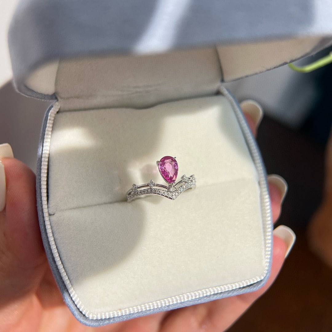 14k Gold 1.16 Ctw Natural Padparadscha Sapphire & Diamond Ring - 3