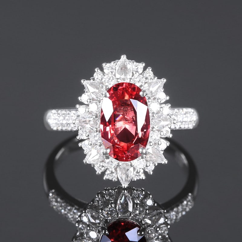 14k Gold 2.68 Ctw Natural Spinel & Diamond Ring/pendant( Without Chain ): Ref:230939086 // gold content:14k gold // ring size:7. 25us // // main gemstone:spinel // shape:oval // carat weight:2. 02ct // color:lotus color // treatment:natural // // adjacent gemstone 2 : diamo