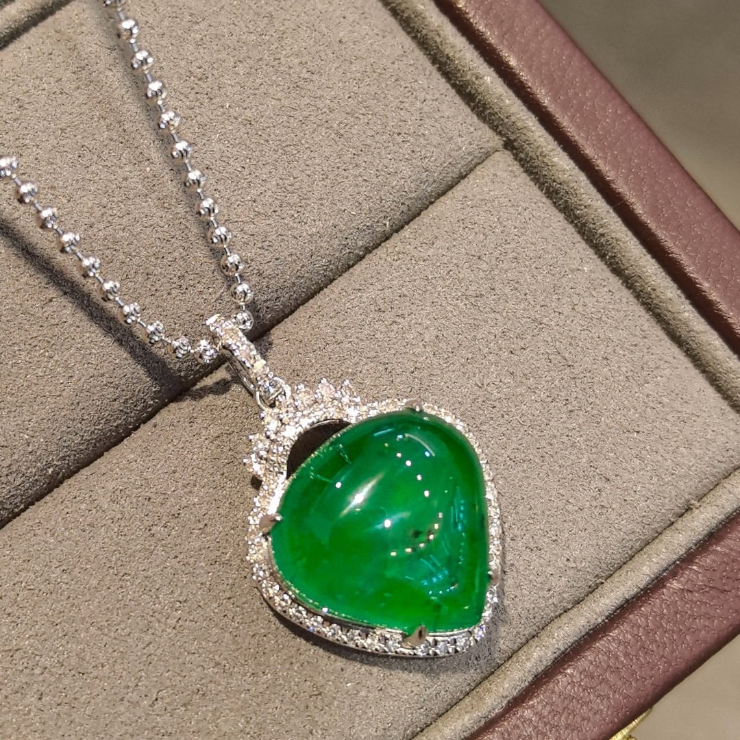 14k Gold 10.18 Ctw Natural Emerald & Diamond Pendant( Without Chain ) (1 of 5)