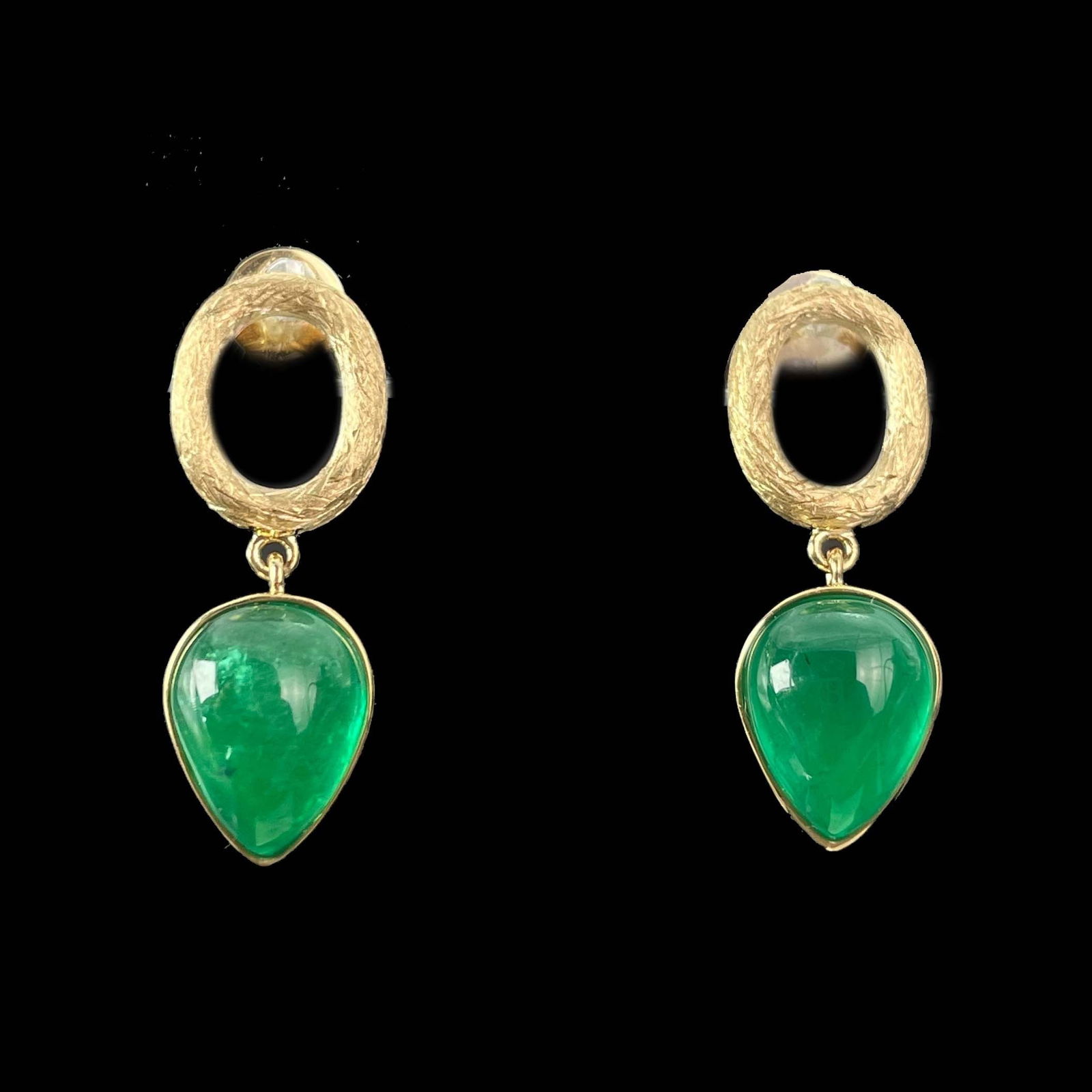 14k Gold 2.67 Ct Natural Emerald Earrings - 6