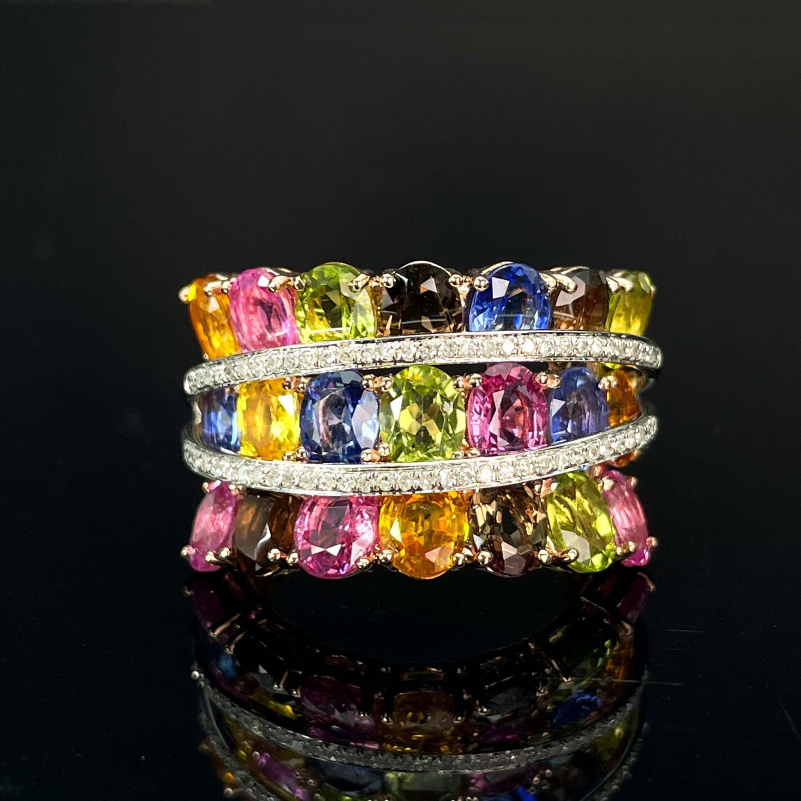 14k Gold 6.88 Ctw Natural Sapphire & Diamond Ring (1 of 5)