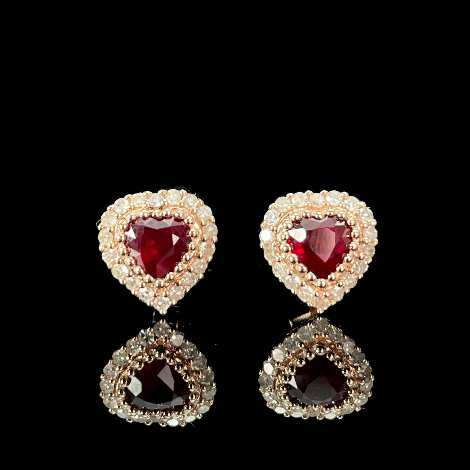 14k Gold 0.81 Ctw Natural Ruby & Diamond Earrings (1 of 6)