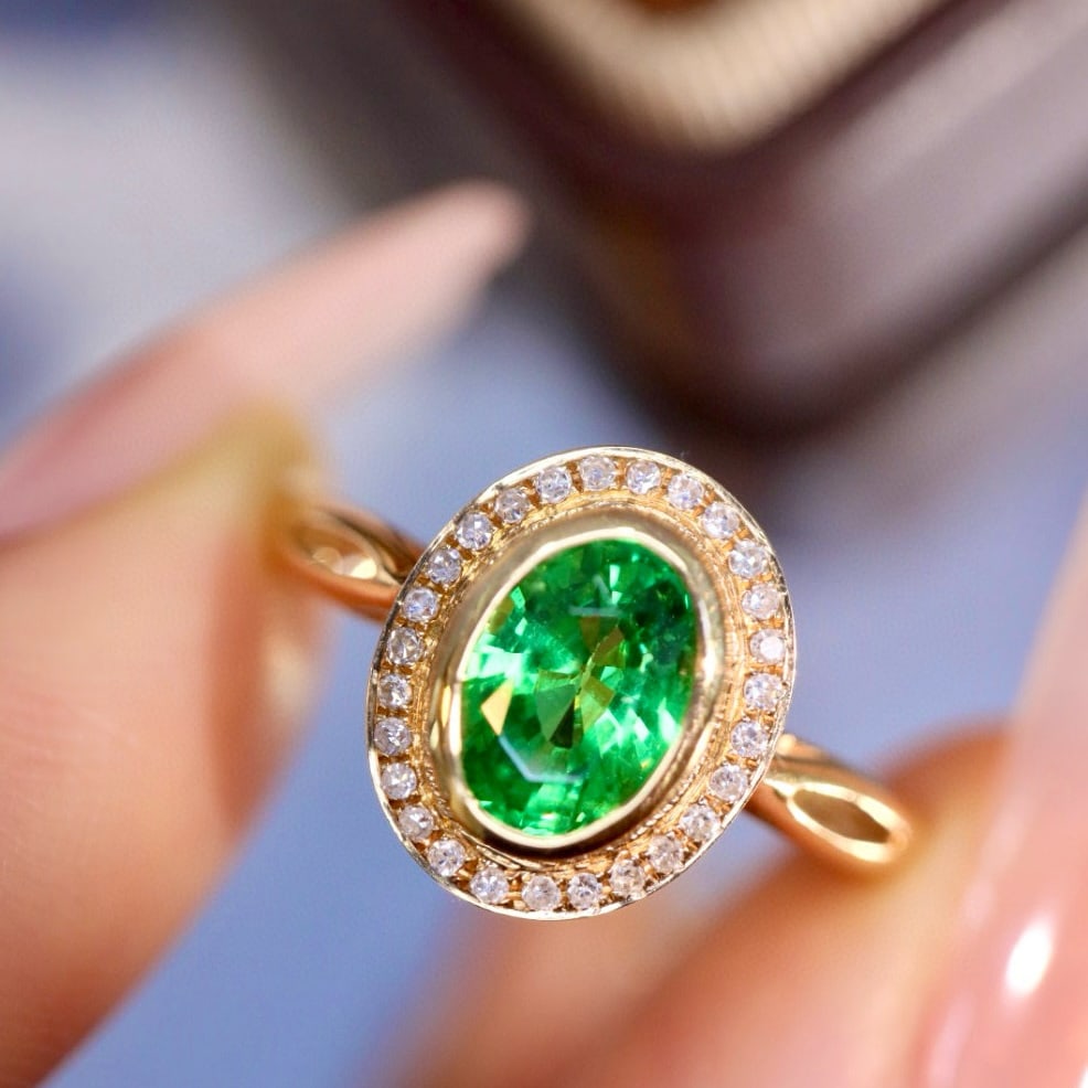 14k Gold 2.08 Ctw Natural Tsavorite & Diamond Ring - 4