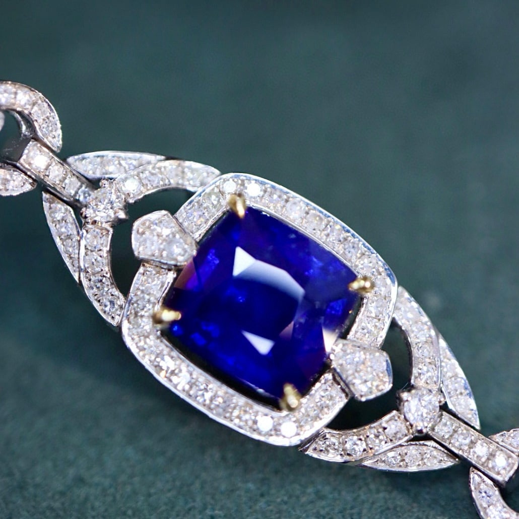 14k Gold 3.16 Ctw Natural Sapphire & Diamond Bracelet - 3