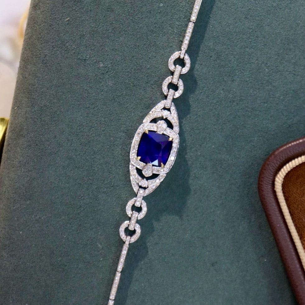 14k Gold 3.16 Ctw Natural Sapphire & Diamond Bracelet - 5