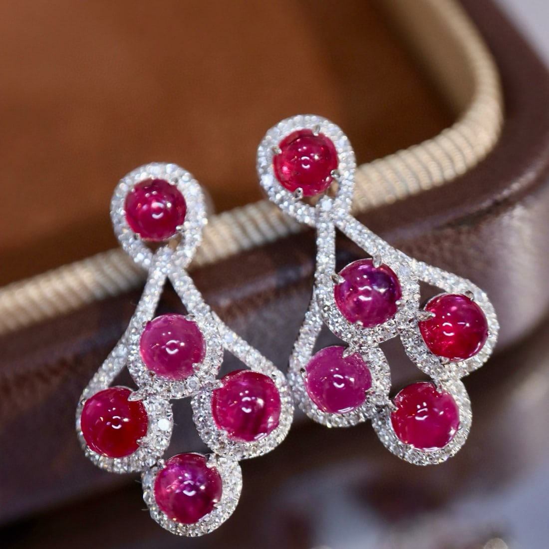 14k Gold 3.34 Ctw Natural Ruby & Diamond Earrings: Ref:230977163 // gold content:14k gold // main gemstone:ruby // shape:round // carat weight:3. 0ct // color:red // treatment:natural // // adjacent gemstone 2 : diamond // shape:round // carat
