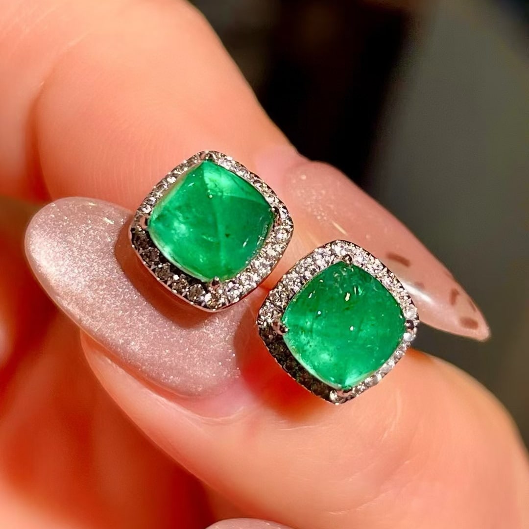 14k Gold 3.13 Ctw Natural Emerald & Diamond Earrings - 3