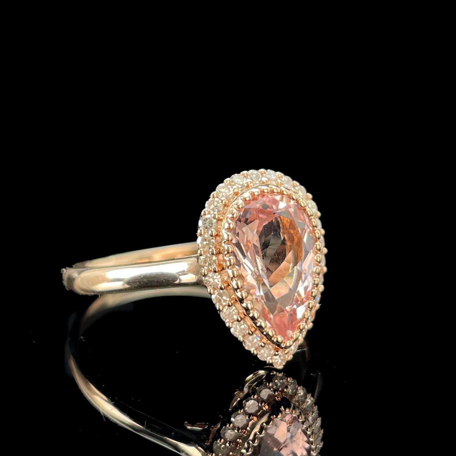 14k Gold 1.58 Ctw Natural Morganite & Diamond Ring - 3