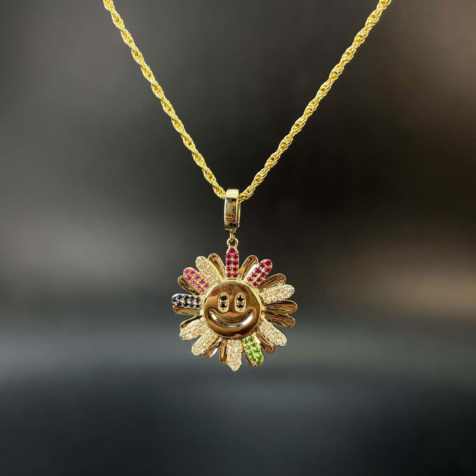 14k Gold 0.33 Ctw Natural Sapphire & Diamond Pendant( Without Chain ) - 2