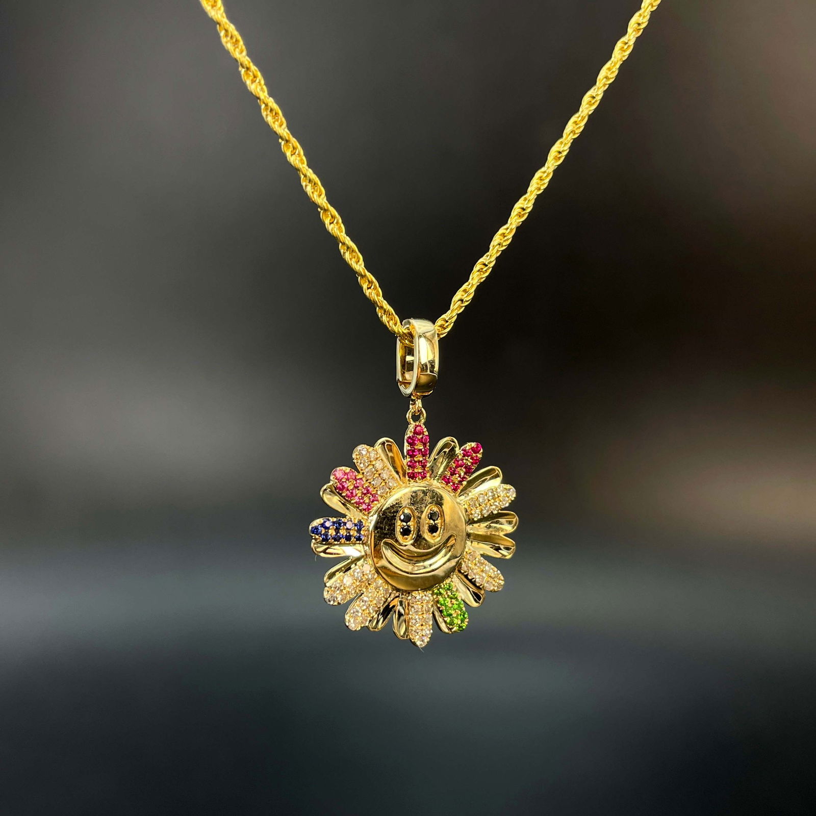 14k Gold 0.33 Ctw Natural Sapphire & Diamond Pendant( Without Chain ) - 3