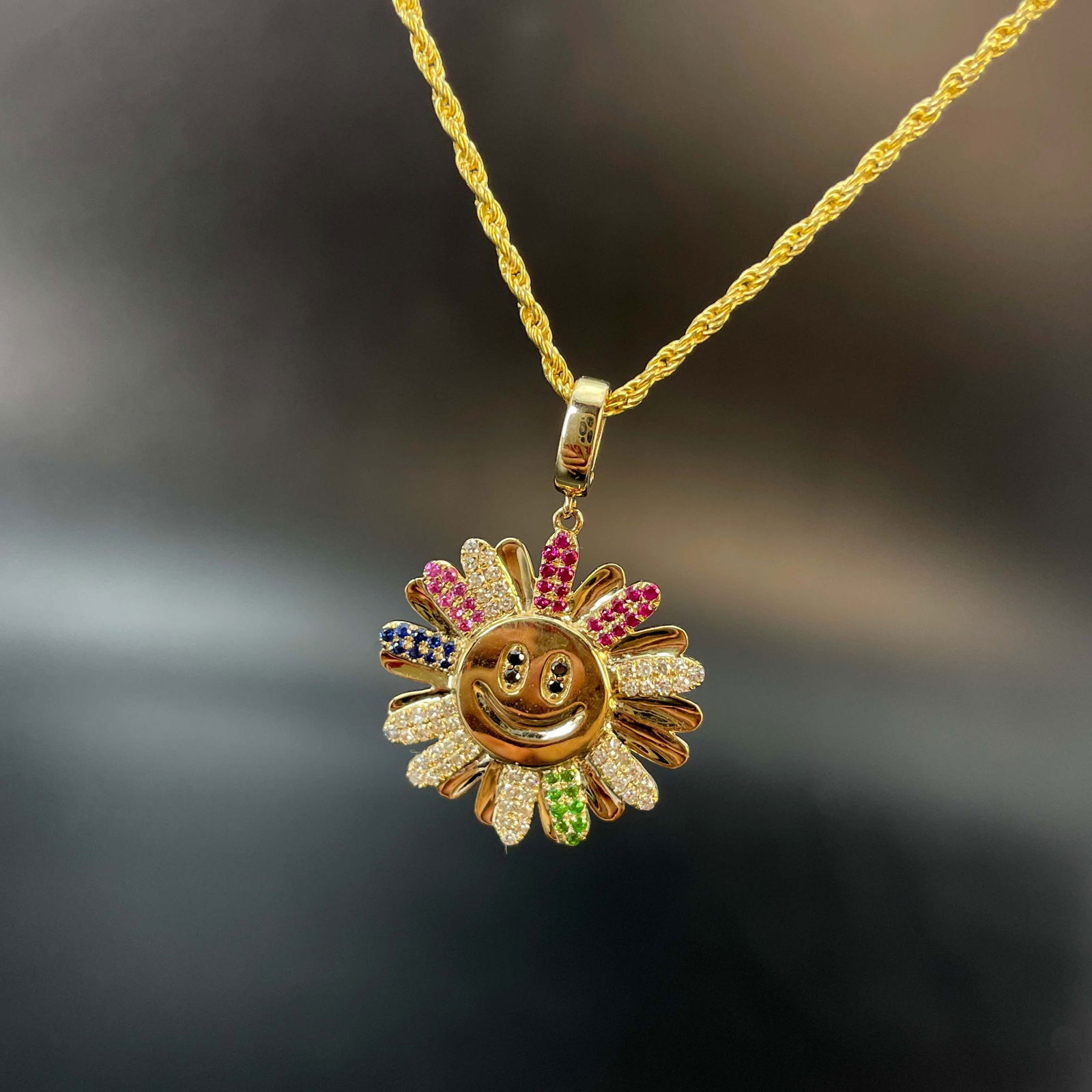 14k Gold 0.33 Ctw Natural Sapphire & Diamond Pendant( Without Chain ) - 5