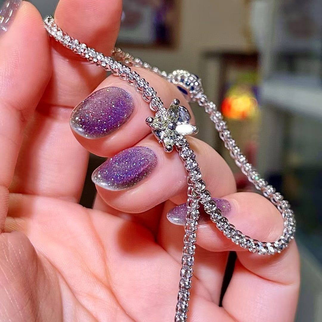 14k Gold 2.63 Ctw Natural Sapphire & Diamond Bracelet - 2