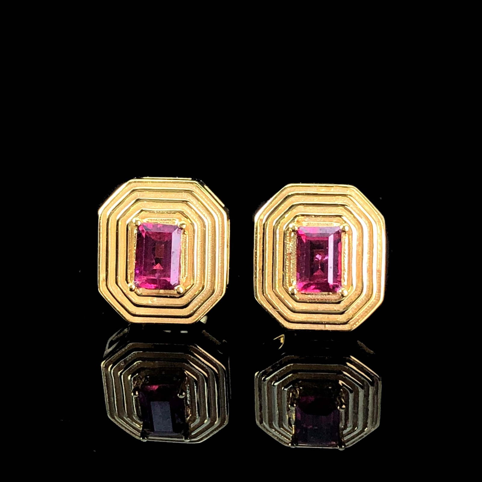 14k Gold 0.72 Ct Natural Ruby Earrings - 3