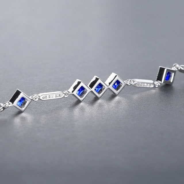 14k Gold 1.38 Ctw Natural Sapphire & Diamond Bracelet - 4