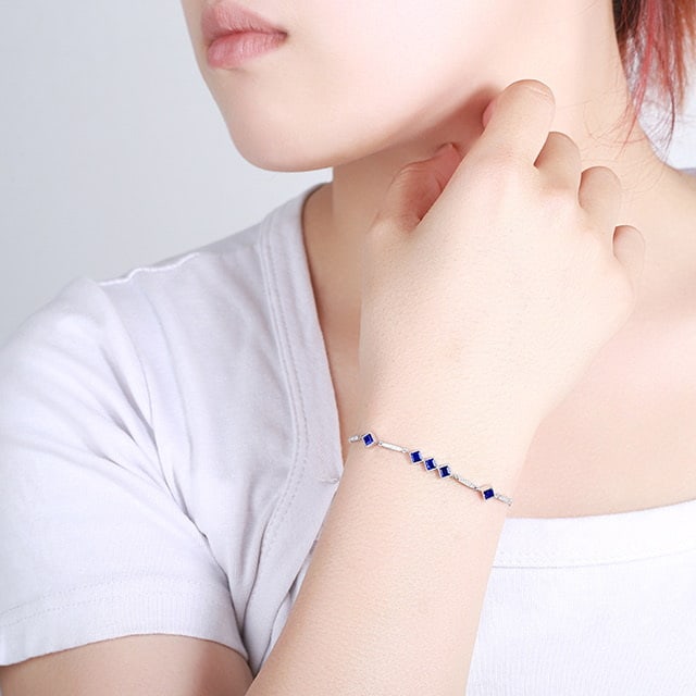 14k Gold 1.38 Ctw Natural Sapphire & Diamond Bracelet - 5