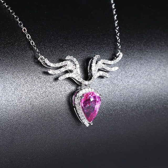 14k Gold 2.17 Ctw Natural Padparadscha Sapphire & Diamond Necklace: Ref:230978030 // gold content:14k gold // main gemstone:padparadscha sapphire // shape:pear // carat weight:1. 89ct // color:orangish pink // treatment:natural // // adjacent gemstone 2 : diamond // n