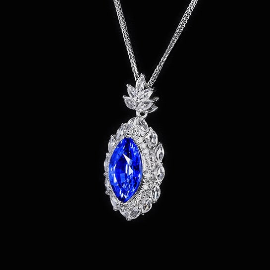 14k Gold 2.33 Ctw Natural Sapphire & Diamond Pendant( Without Chain ) - 2