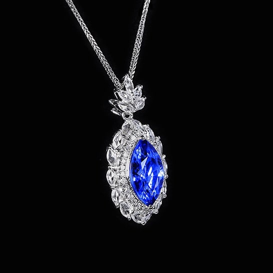 14k Gold 2.33 Ctw Natural Sapphire & Diamond Pendant( Without Chain ) - 3