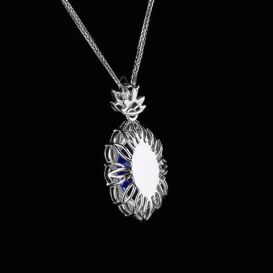 14k Gold 2.33 Ctw Natural Sapphire & Diamond Pendant( Without Chain ) - 4