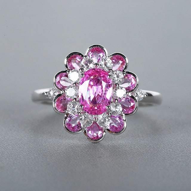 14k Gold 2.20 Ctw Natural Padparadscha Sapphire & Diamond Ring: Ref:230978047 // gold content:14k gold // ring size:7. 25us // // main gemstone:padparadscha sapphire // shape:multiply // carat weight:2. 14ct // color:orangish pink // treatment:natural // //