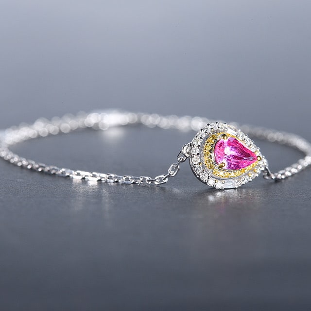 14k Gold 1.27 Ctw Natural Padparadscha Sapphire & Diamond Bracelet - 2