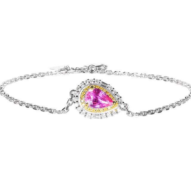 14k Gold 1.27 Ctw Natural Padparadscha Sapphire & Diamond Bracelet - 5