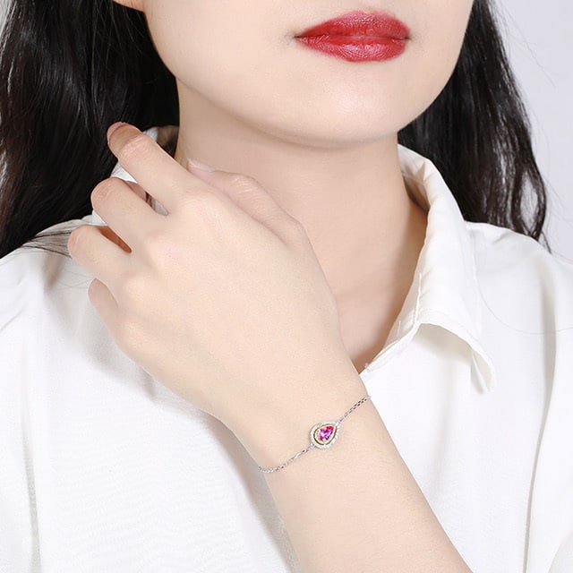 14k Gold 1.27 Ctw Natural Padparadscha Sapphire & Diamond Bracelet - 6