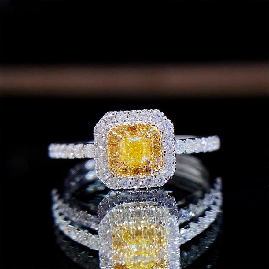 14k Gold 0.45 Ct Natural Color Diamond Ring: Ref:230978054 // gold content:14k gold // ring size:7. 25us // // main gemstone:diamond // shape:multiply // carat weight:0. 45ct // clarity grade:vs-si // color:color // treatment:natural //