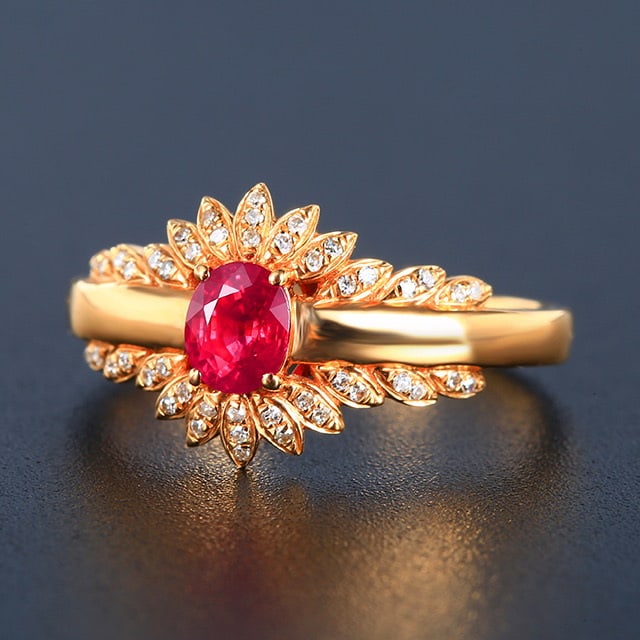 14k Gold 0.81 Ctw Natural Ruby & Diamond Ring - 2