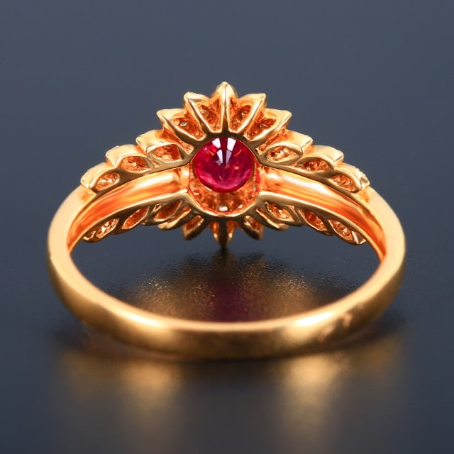 14k Gold 0.81 Ctw Natural Ruby & Diamond Ring - 4