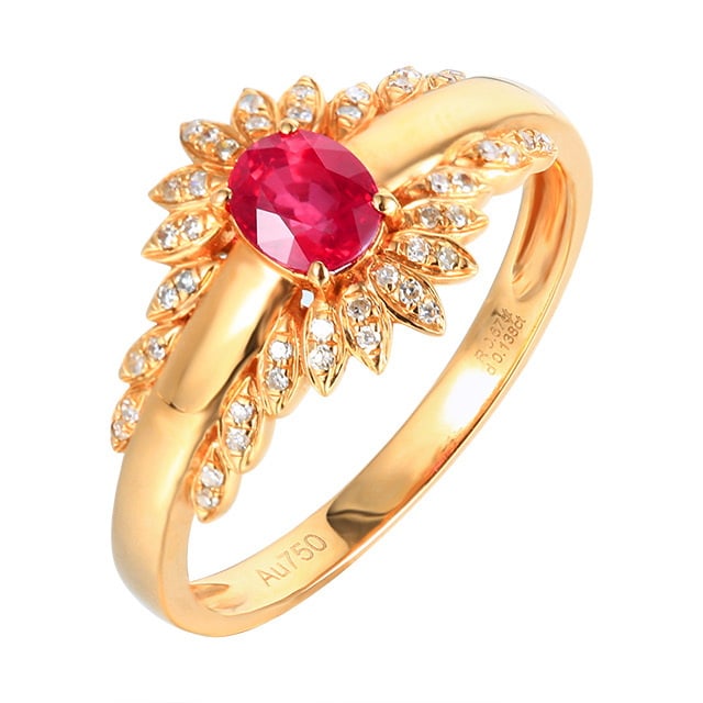 14k Gold 0.81 Ctw Natural Ruby & Diamond Ring - 5