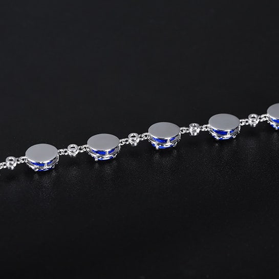 14k Gold 5.0 Ctw Natural Sapphire & Diamond Bracelet - 4