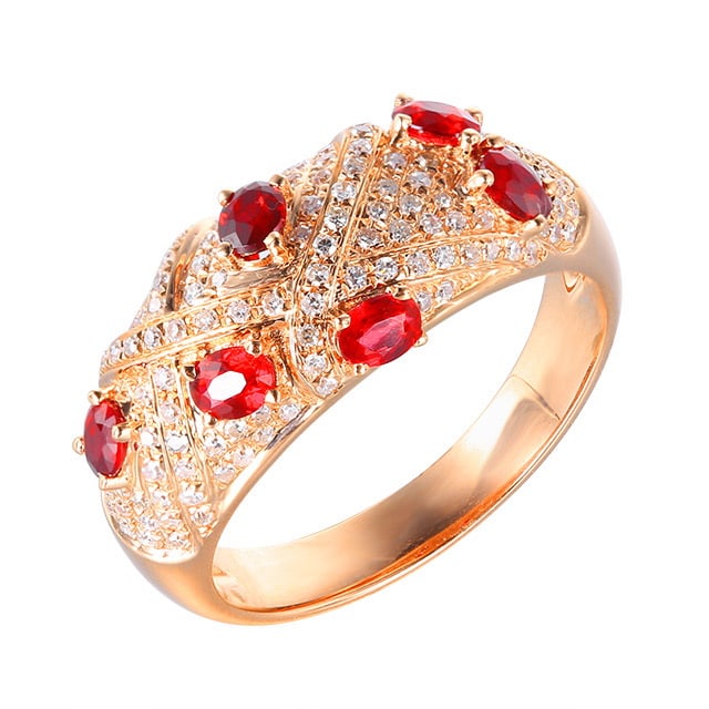 14k Gold 1.12 Ctw Natural Ruby & Diamond Ring - 5
