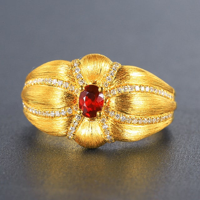 14k Gold 0.58 Ctw Natural Ruby & Diamond Ring - 2