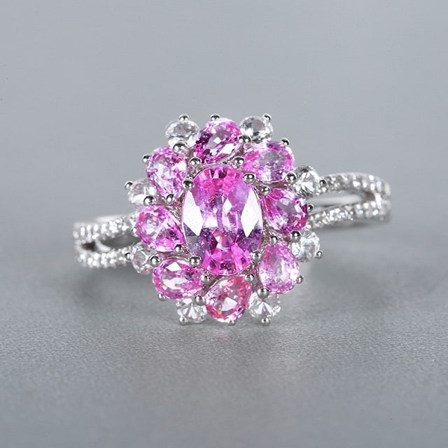 14k Gold 1.87 Ctw Natural Padparadscha Sapphire & Diamond Ring: Ref:230978098 // gold content:14k gold // ring size:7. 25us // // main gemstone:padparadscha sapphire // shape:multiply // carat weight:1. 76ct // color:orangish pink // treatment:natural // //